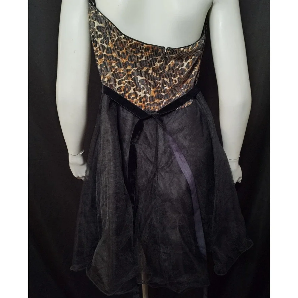 Reign On dress juniors 15/16 strapless sequin frilly cheetah dance event formal